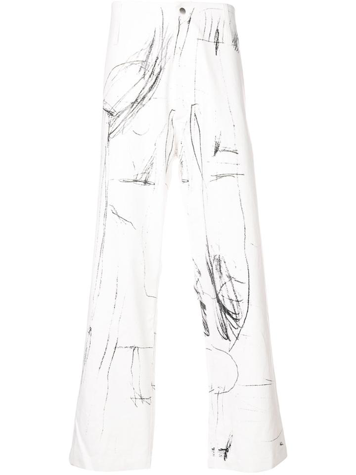 Sankuanz Scribble Print Trousers - White
