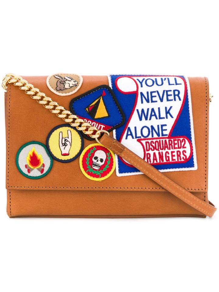 Dsquared2 Never Walk Alone Patched Bag - Brown