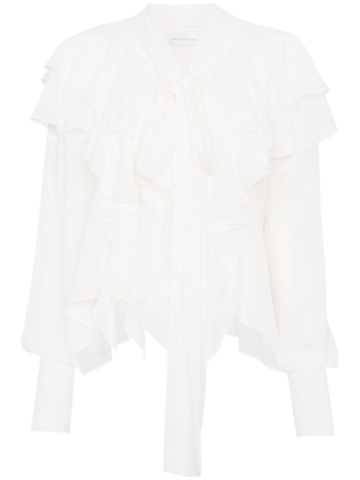 Faith Connexion Laval Silk Ruffled Blouse - White
