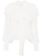 Faith Connexion Laval Silk Ruffled Blouse - White