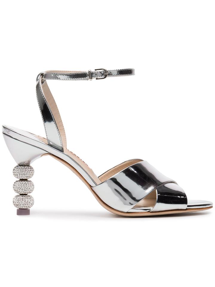 Sophia Webster Silver Leather Natalia Crystal 85 Sandals - Metallic
