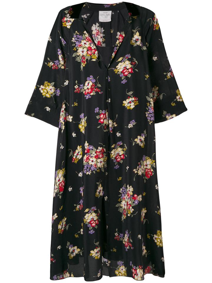 Forte Forte Floral Flared Midi Dress - Black