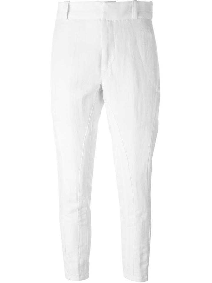 Ann Demeulemeester Cropped Tapered Trousers, Women's, Size: Small, White, Cotton/rayon/linen/flax/nylon