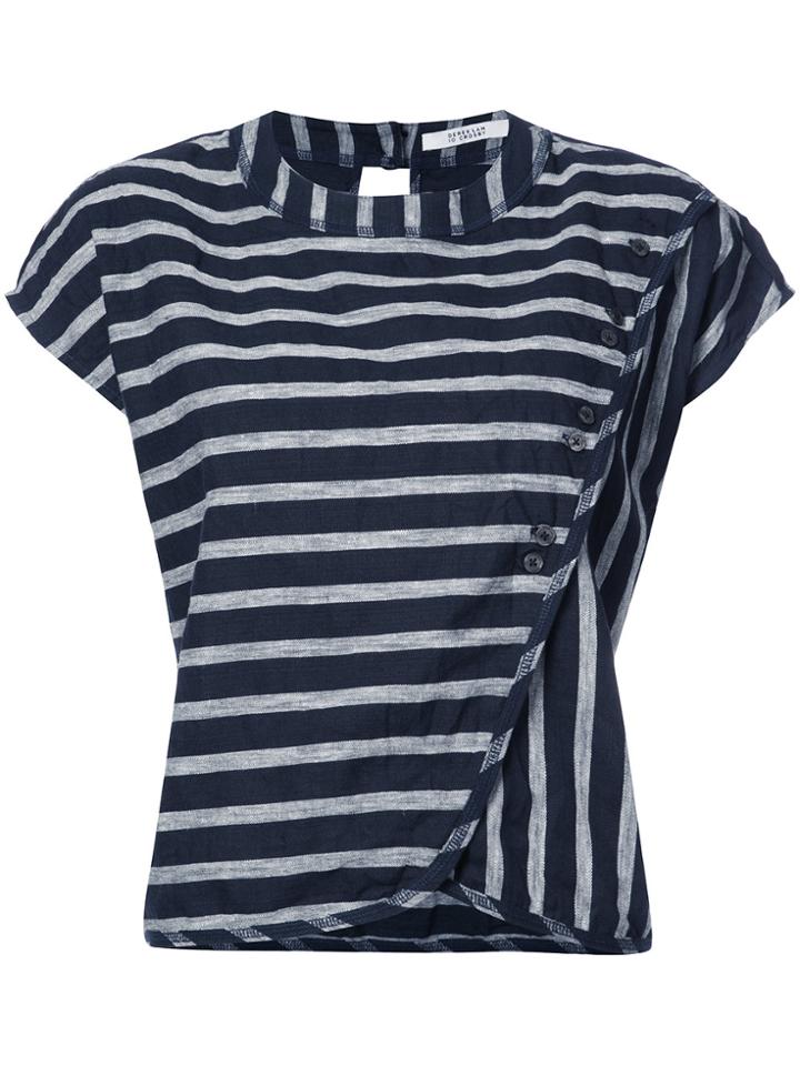 Derek Lam 10 Crosby Boxy Crossover Top With Buttons - Blue