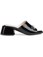 Gucci Slipper Tacco Medio In Pelle Verniciata - Black
