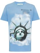 Off-white Liberty Print Short Sleeve Cotton T Shirt - Blue