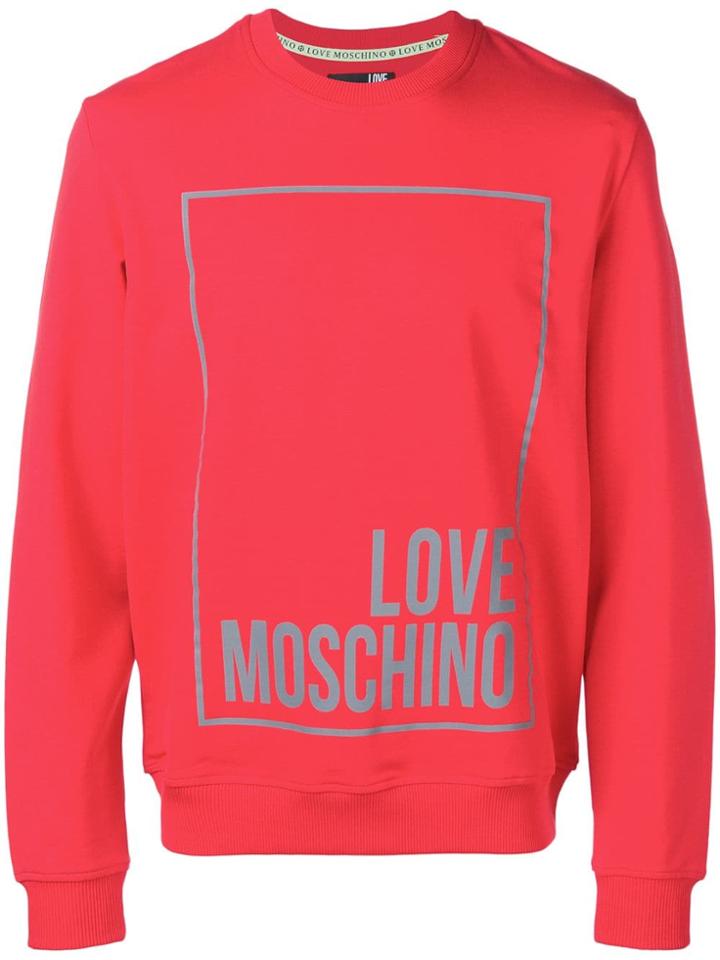 Love Moschino Square Logo Printed Sweatshirt - Red