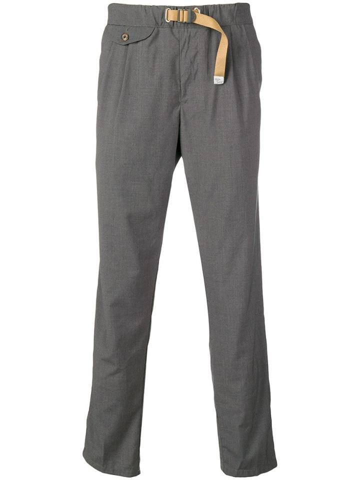 White Sand Belted Wool Trousers - Grey