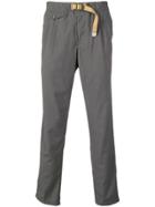White Sand Belted Wool Trousers - Grey