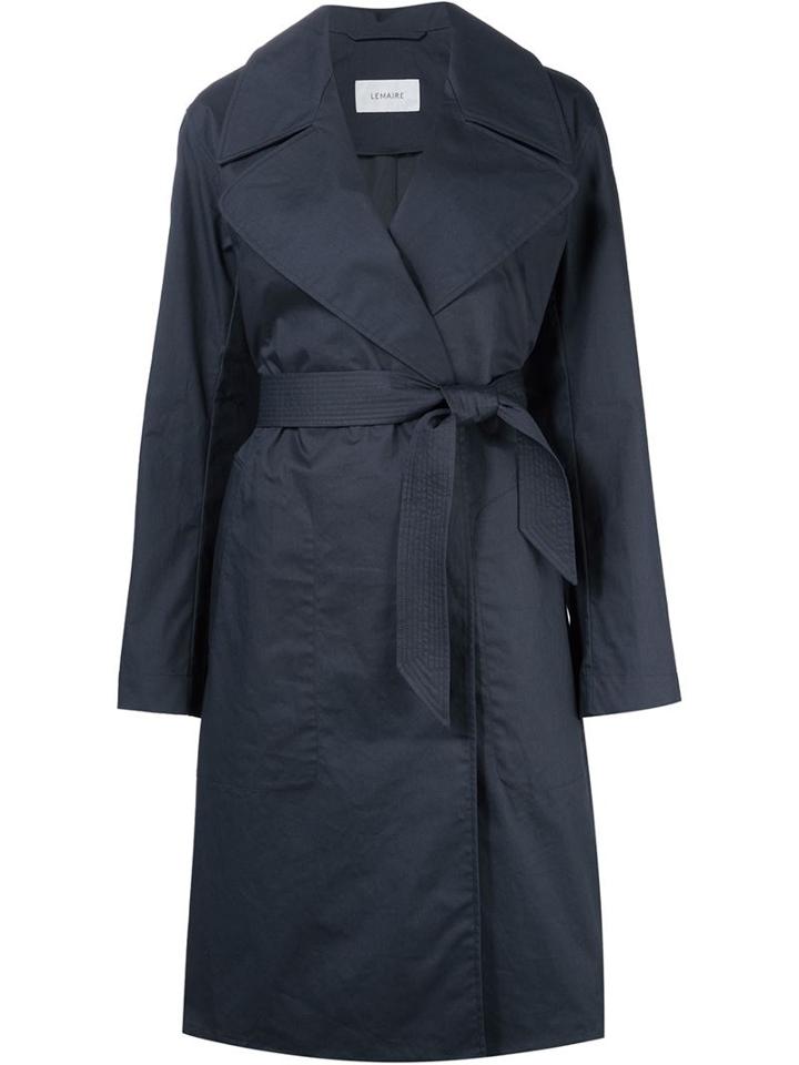 Lemaire Belted Trench Coat, Women's, Size: 38, Blue, Cotton