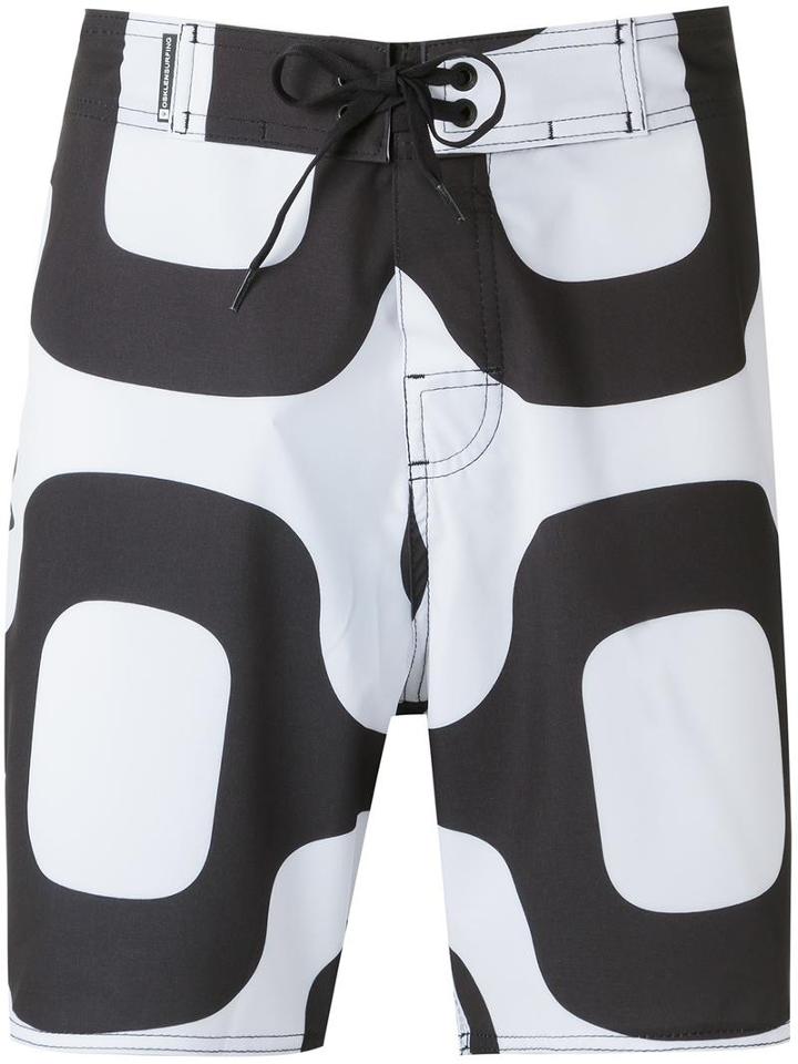 Osklen Printed Bermuda Shorts, Men's, Size: 44, Black, Polyester/spandex/elastane