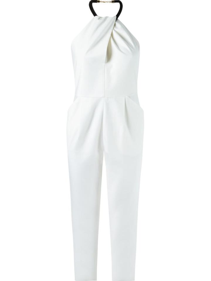 Andrea Marques Fitted Waist Wrap Bodysuit, Women's, Size: 40, White, Cotton/spandex/elastane