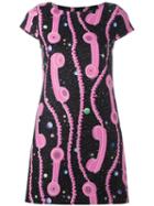 Jeremy Scott Phone Print Dress, Women's, Size: 40, Black, Polyester