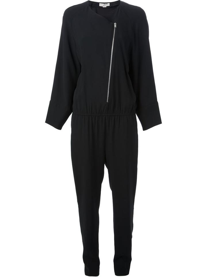 Stella Mccartney Off Centre Zip Jumpsuit, Women's, Size: 40, Black, Acetate/viscose
