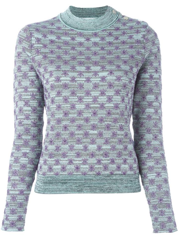 Carven - 'menthe' Jumper - Women - Cotton/polyester/viscose/metallic Fibre - L, Blue, Cotton/polyester/viscose/metallic Fibre