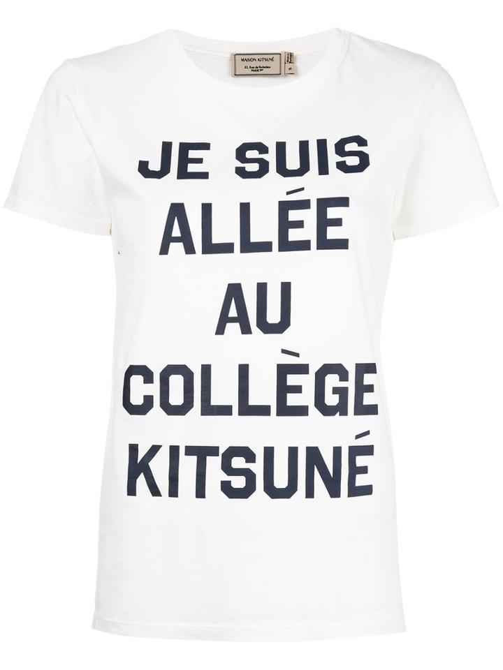 Maison Kitsuné Quote Print T-shirt, Women's, Size: Xs, White, Cotton