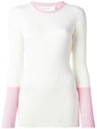 Victoria Beckham Rib Knit Sweater, Women's, Size: 10, White, Cotton/polyamide/viscose