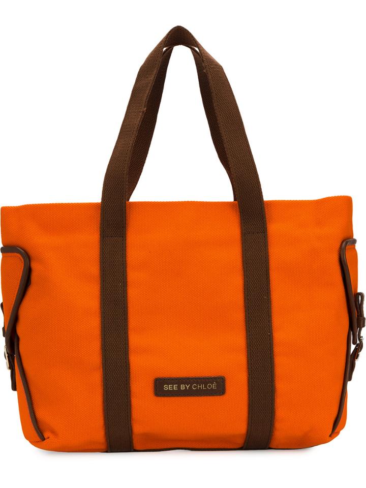 See By Chloé Logo Patch Tote Bag - Yellow & Orange