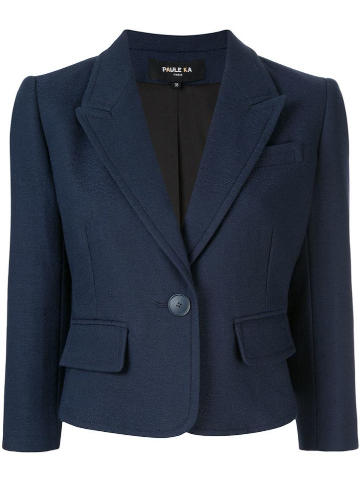 Paule Ka Cropped Fitted Blazer - Blue
