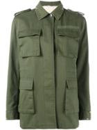 Valentino Rockstud Military Jacket, Women's, Size: 44, Green, Cotton/lyocell/linen/flax