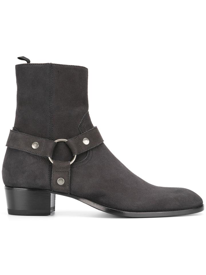 Saint Laurent Wyatt Boots - Grey