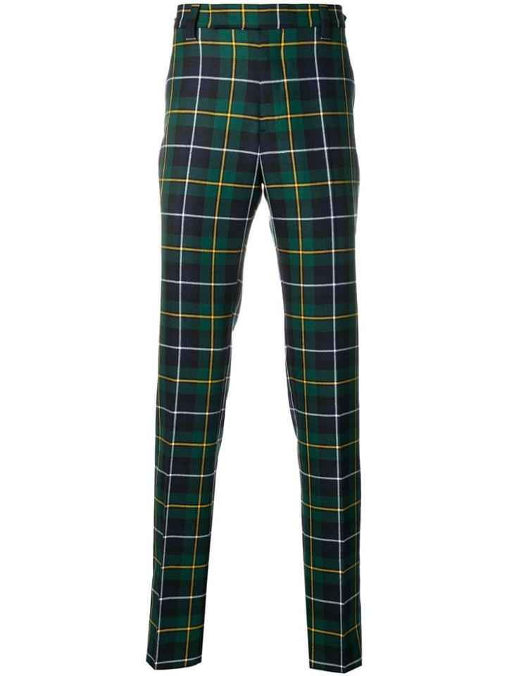 Versace Straight Check Trousers - Green