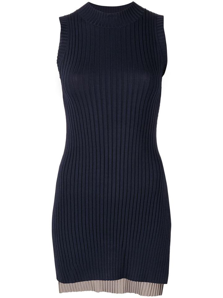 Le Ciel Bleu Two-tone Knit Top - Blue