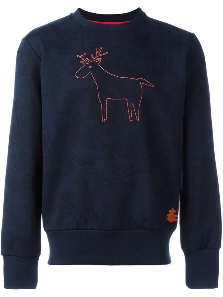 Vivienne Westwood Man Deer Sweatshirt, Men's, Size: Medium, Blue, Cotton