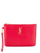 Saint Laurent Quilted Logo Pouch - Red