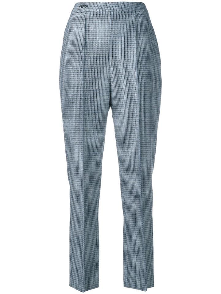 Fendi Cropped High-waisted Trousers - Blue