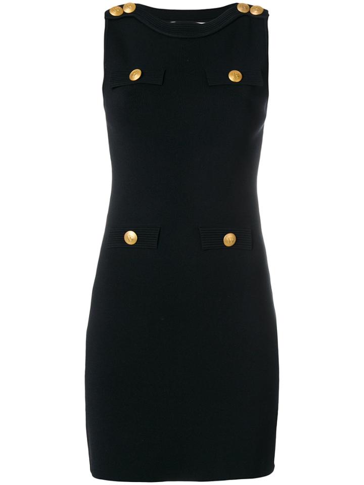 Pierre Balmain Button Trim Bodycon Dress - Black
