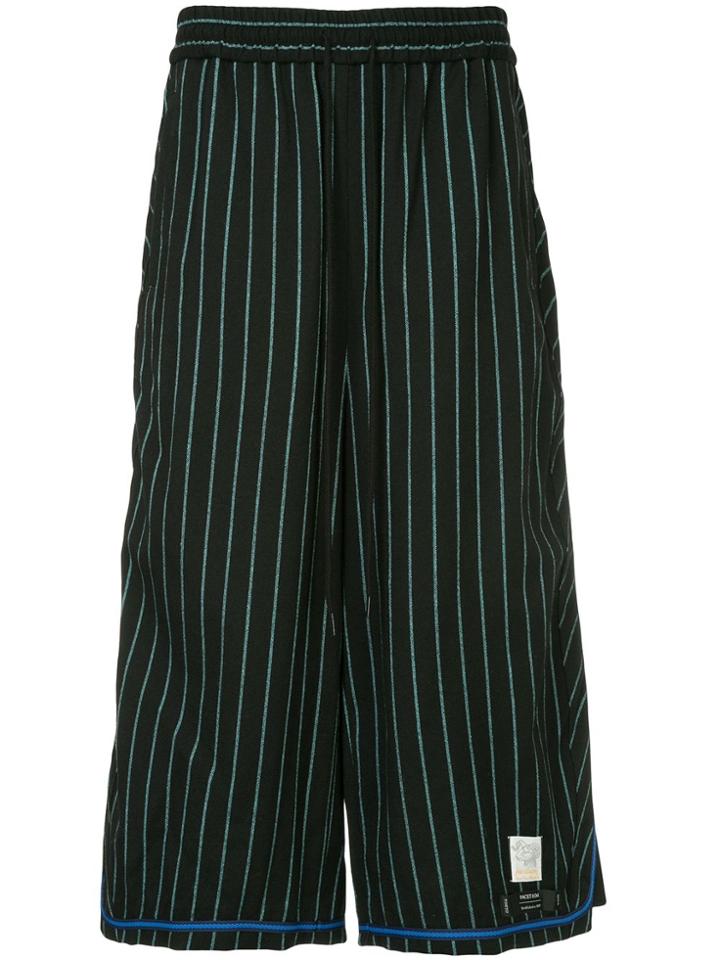 Facetasm Striped Long Shorts - Black