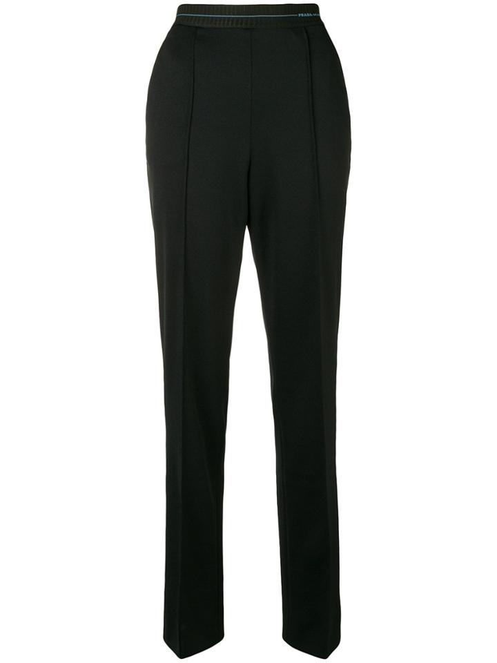 Prada Logo Waistband Track Pants - Black