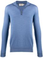Hackett Zipped Down Neck Jumper - Blue