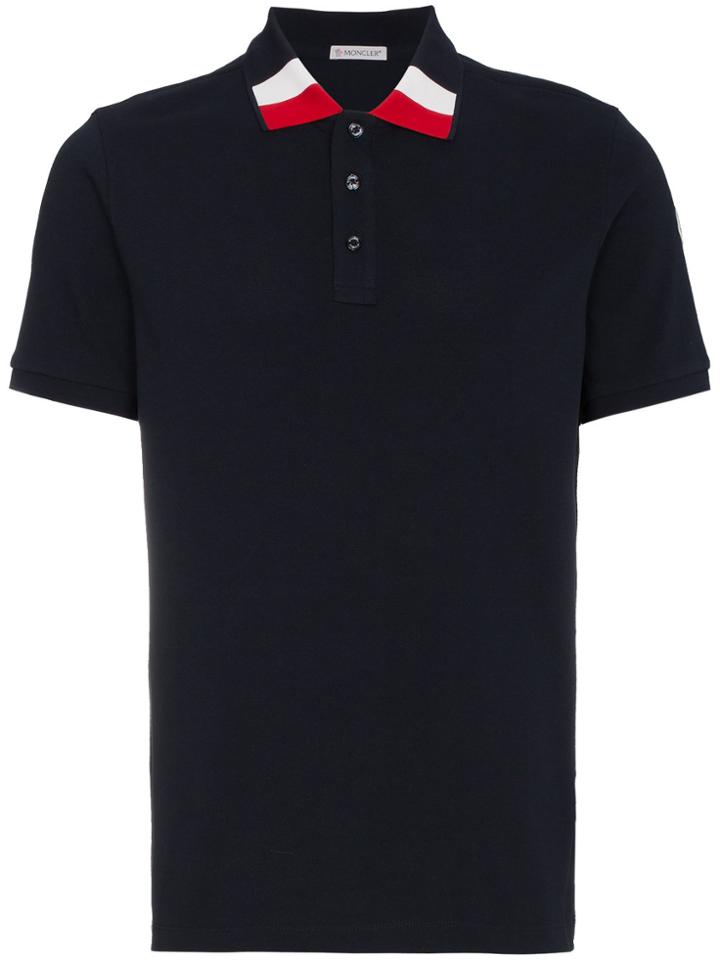 Moncler Blue Contrast Collar Polo Shirt