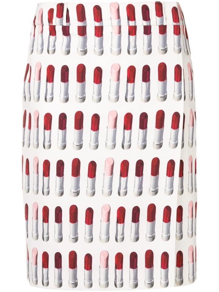 Prada Lipstick Print Straight Skirt - Nude & Neutrals
