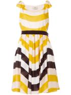 Fendi Stripe Pleated Dress - Neutrals