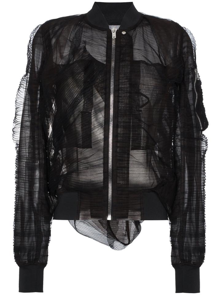 Rick Owens Silk Organza Bomber Jacket - Black