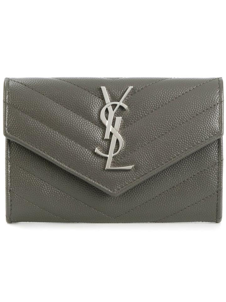 Saint Laurent Quilted Wallet - Grey