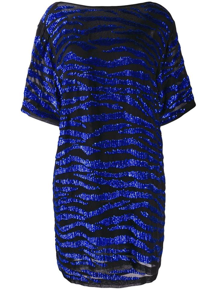 P.a.r.o.s.h. Sequin Zebra T-shirt Dress - Blue