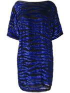 P.a.r.o.s.h. Sequin Zebra T-shirt Dress - Blue