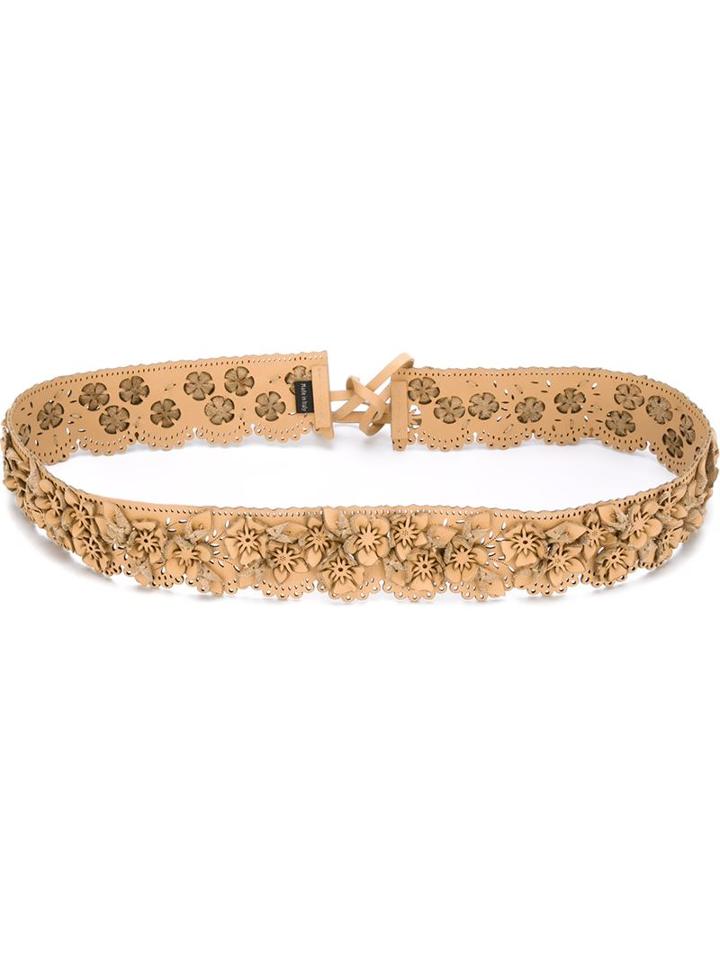 Etro Flower Belt, Women's, Size: Xl, Nude/neutrals, Calf Leather