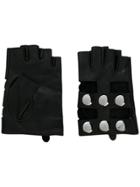 Karl Lagerfeld Fingerless Snap Button Gloves - Black