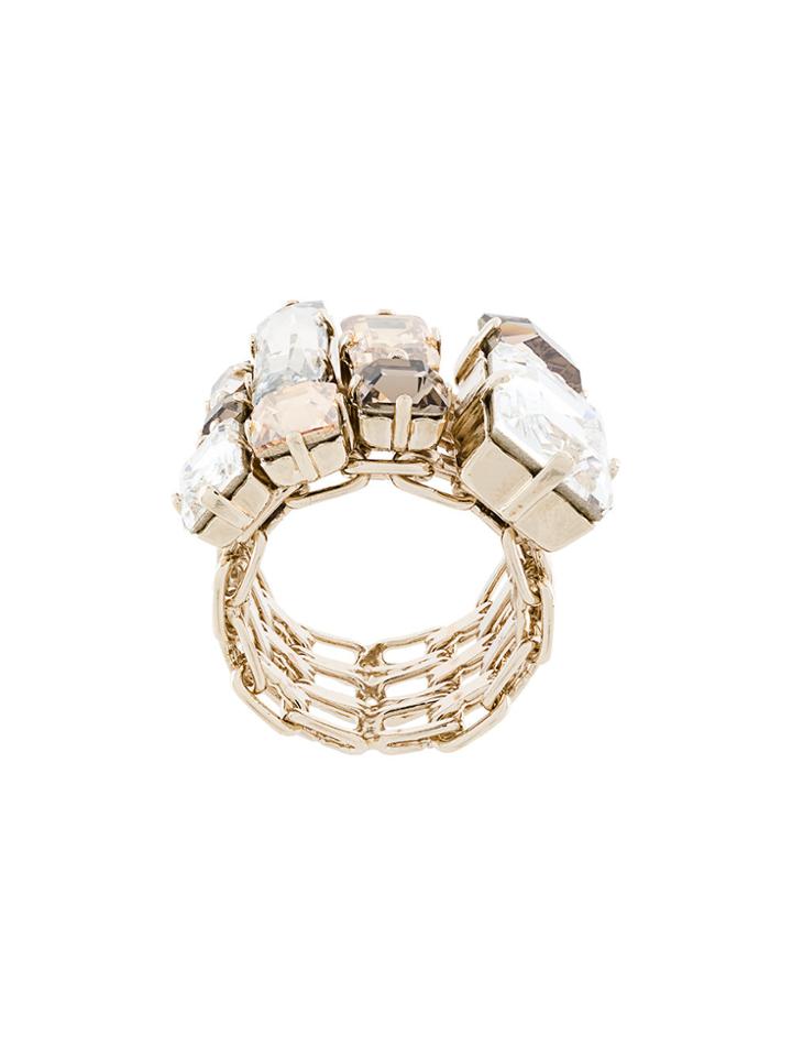 Lanvin Encrusted Chain Ring - Metallic