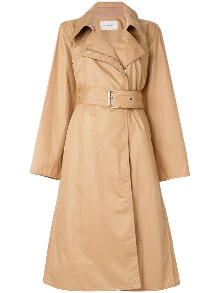 Lemaire Belted Zipped Trench Coat - Nude & Neutrals