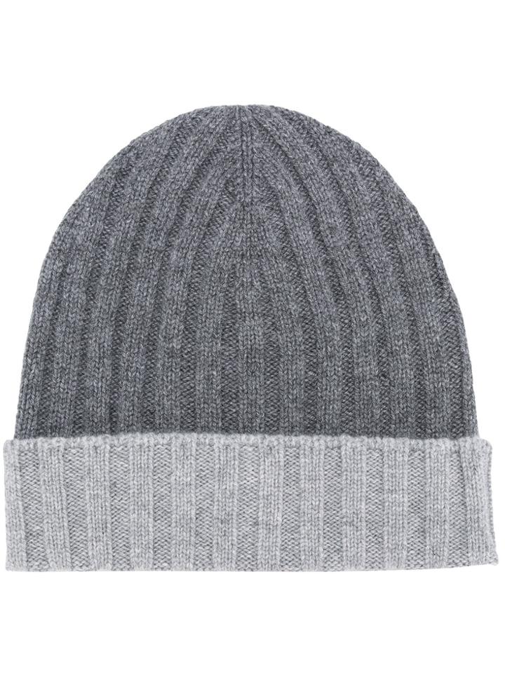 Barba Contrast Knit Cap - Grey