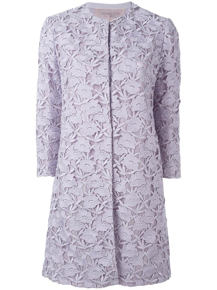 Giambattista Valli - Embroidered Coat - Women - Silk/cotton/nylon/polyester - 46, Pink/purple, Silk/cotton/nylon/polyester
