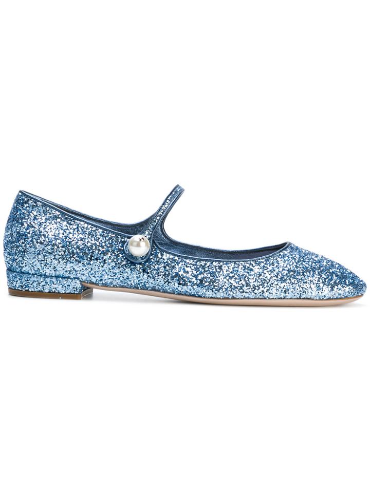 Miu Miu Glittered Ballerina Shoes - Blue