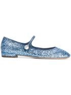 Miu Miu Glittered Ballerina Shoes - Blue