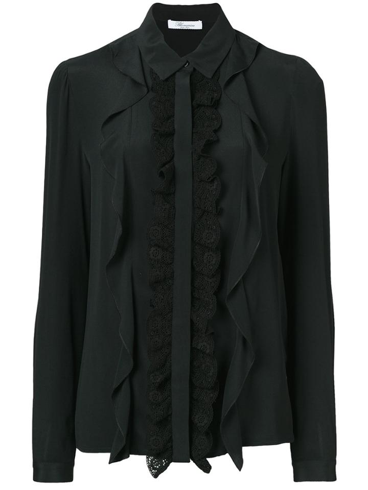 Blumarine Ruffle And Lace-trimmed Shirt - Black